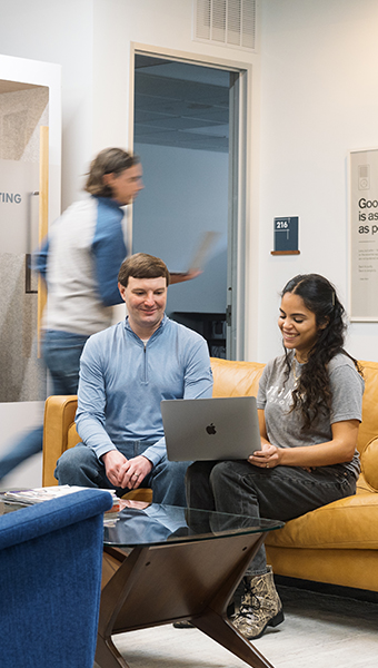 TriMark employees taking advantage of the casual, open working environment of our downtown Raleigh headquarters