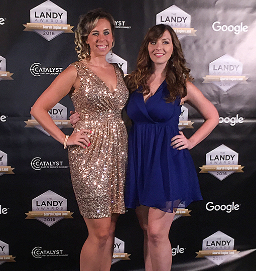 Kelly and Dani from TriMark Digital at the Landy Awards in 2016