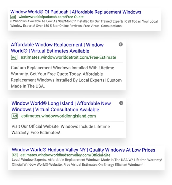 Window World Paid Search Ads