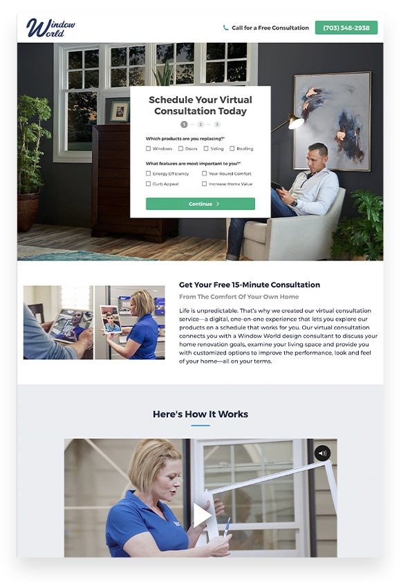 Window World Virtual Consultation Landing Page