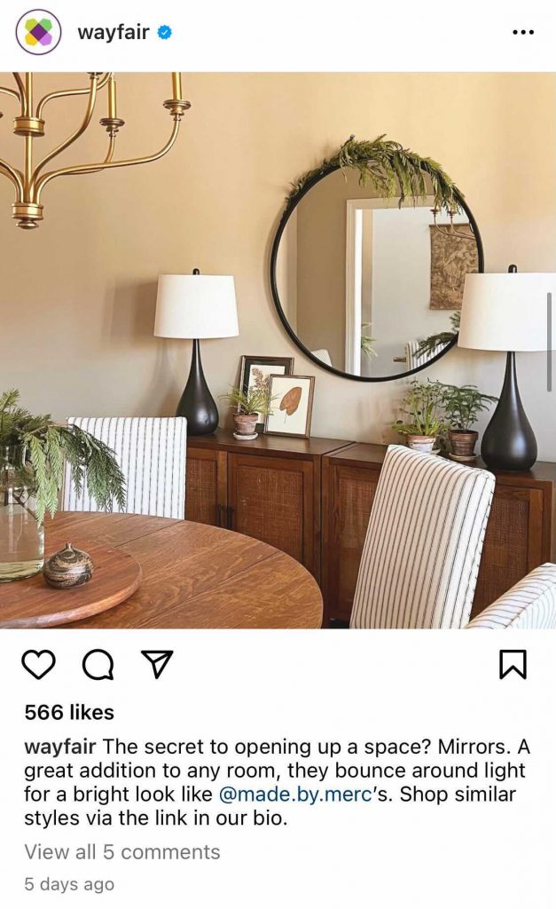 wayfair instagram post