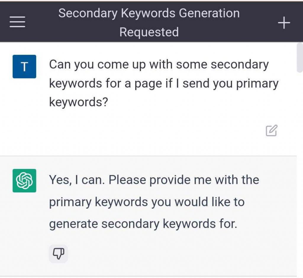 ChatGPT Secondary Keywords