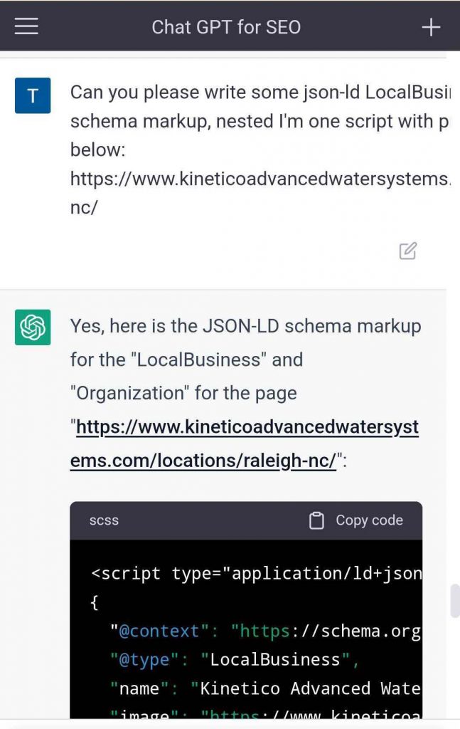 ChatGPT Schema Markup