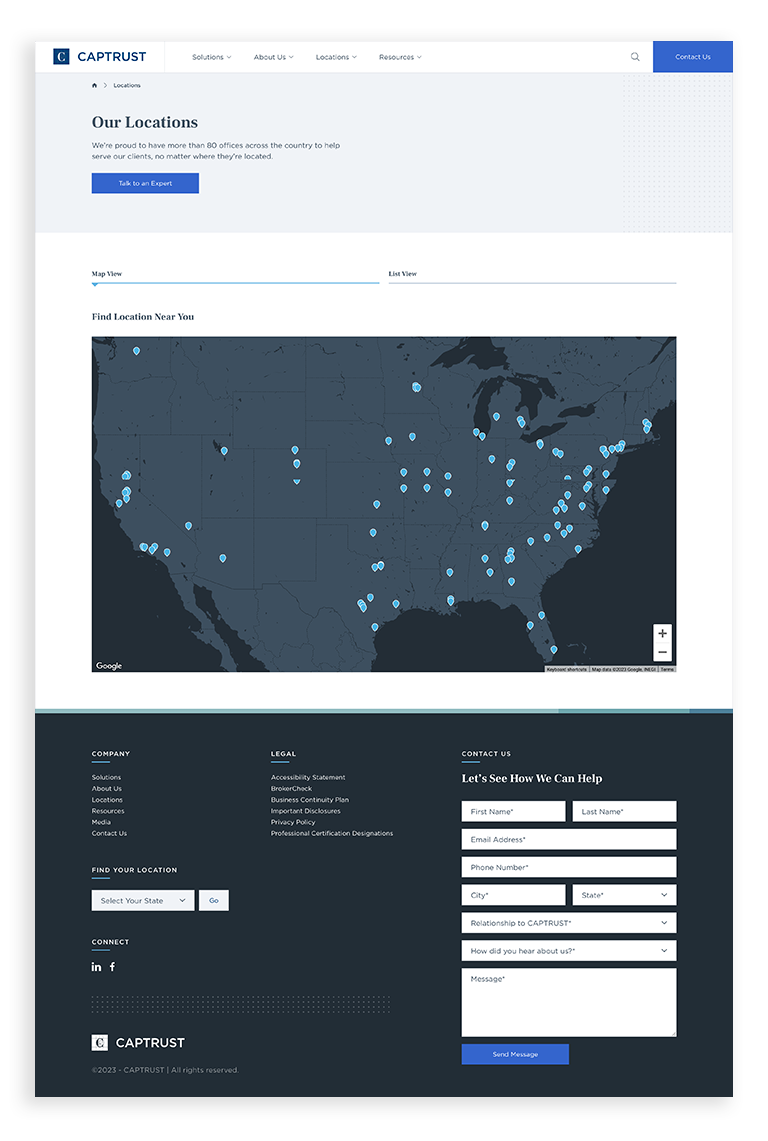 Location page design for CAPTRUST