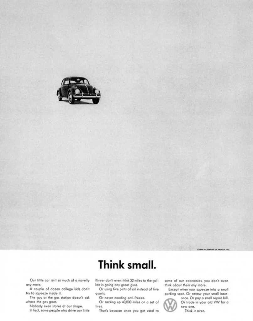 "Think small." print ad