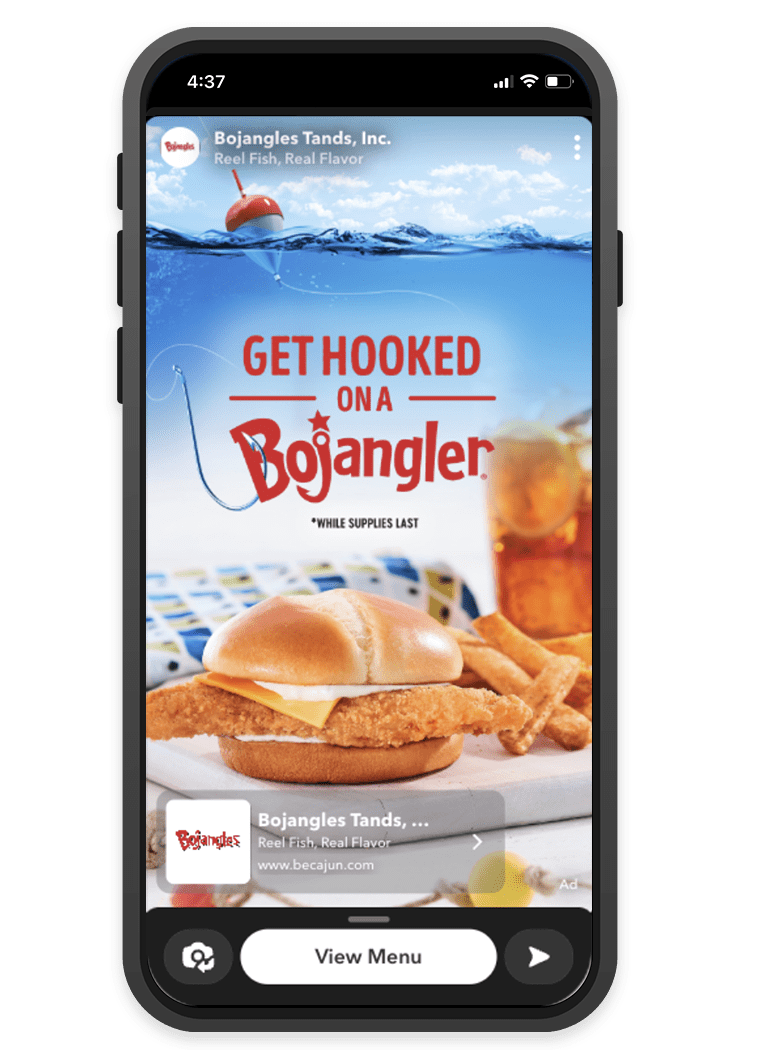 Screenshot of Bojangles ad in phone