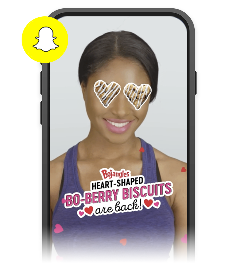 Photo of iPhone showing snapchat filer for Bojangles Bo Berry Biscuits