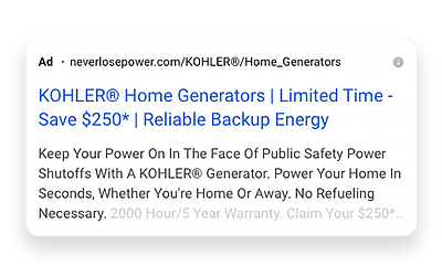 Paid search ad example