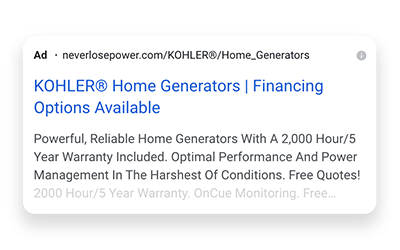 Paid search ad example