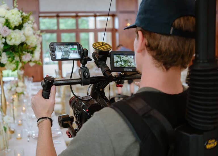 Behind the scenes of video in wedding room