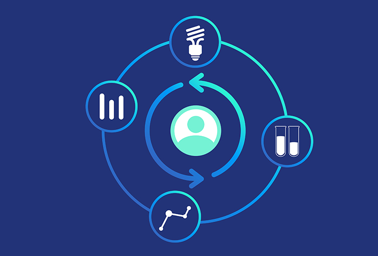 User in the center of conversion optimization illustration