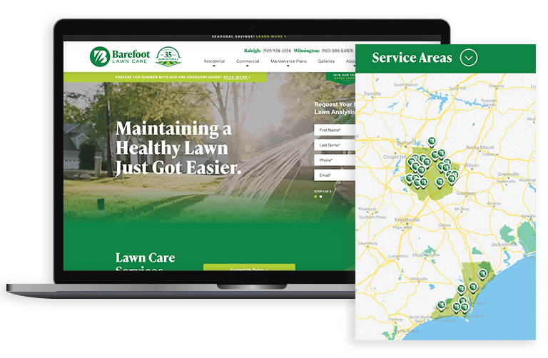 Website mockup with map