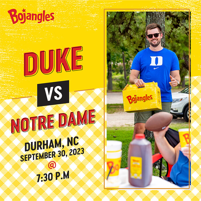 Duke and Notre Dame social partnership image with Bojangles