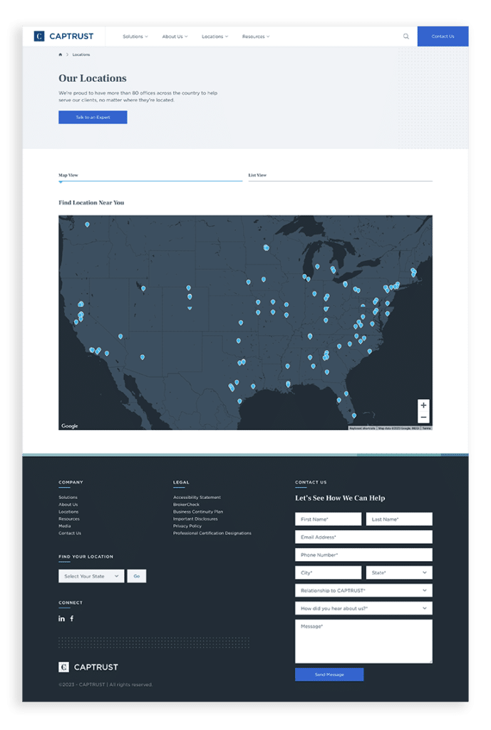 Location page design