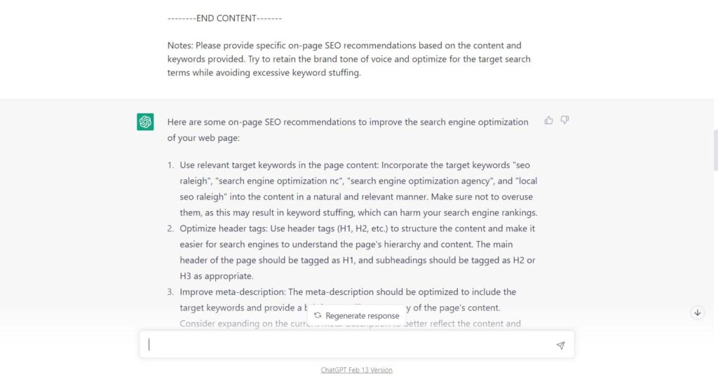 ChatGPT On-Page SEO