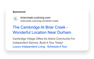 Paid search ad example