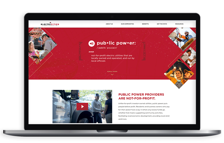 Landing page in laptop for Electricities