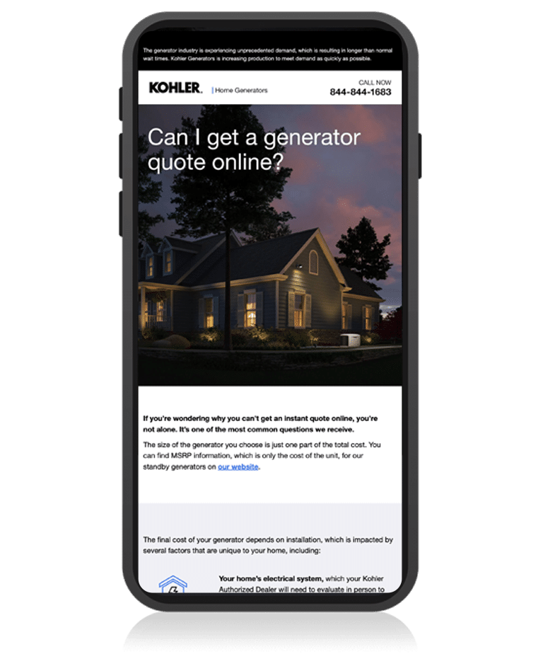 Phone mockup of email