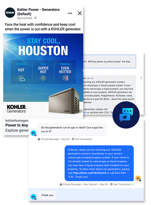 Screenshot of social listening for Kohler Home Energy client