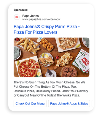 Paid search ad example for Papa Johns