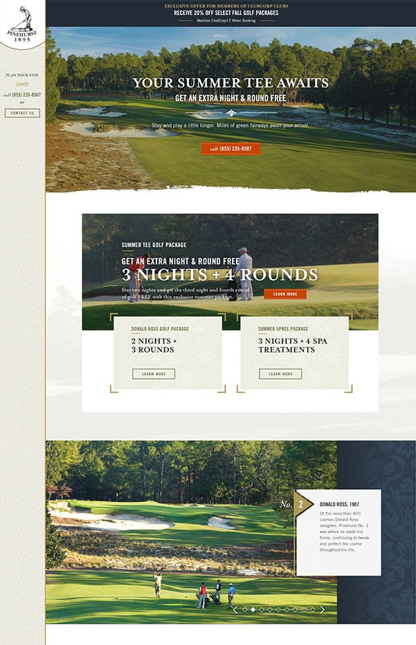 Pinehurst Landing page screenshot