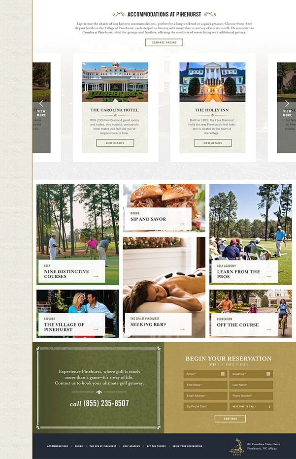 Pinehurst Landing page screenshot