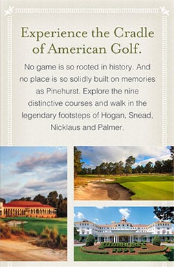 Screenshot of instant experience ad of Pinehurst Resort Booking ad