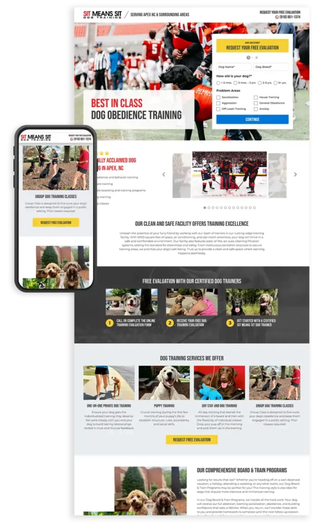 Landing page mockup of sit means sit site