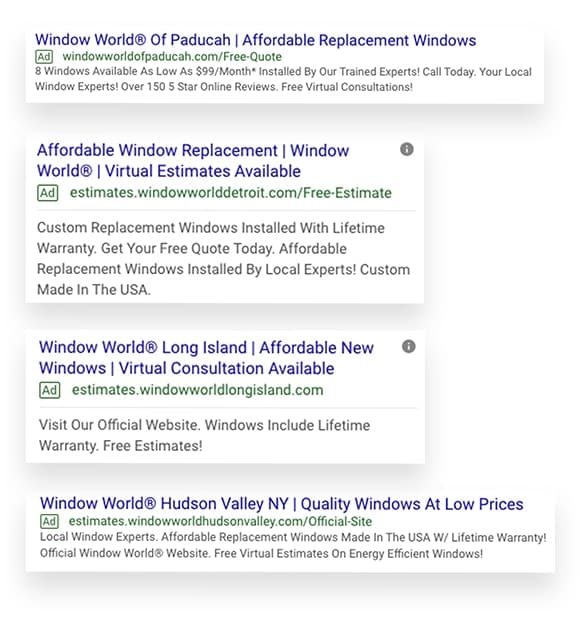 Paid Search Ad examples
