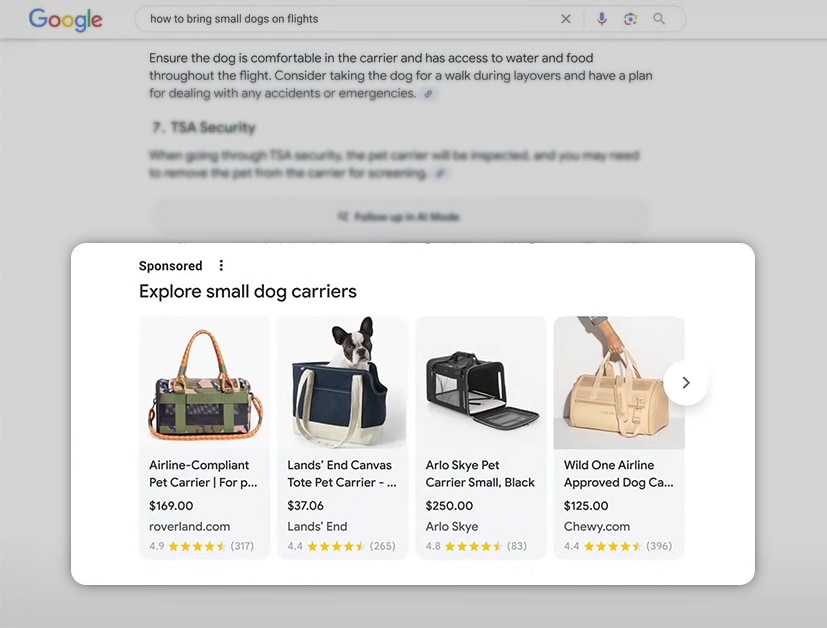 Google Search Results containing ads