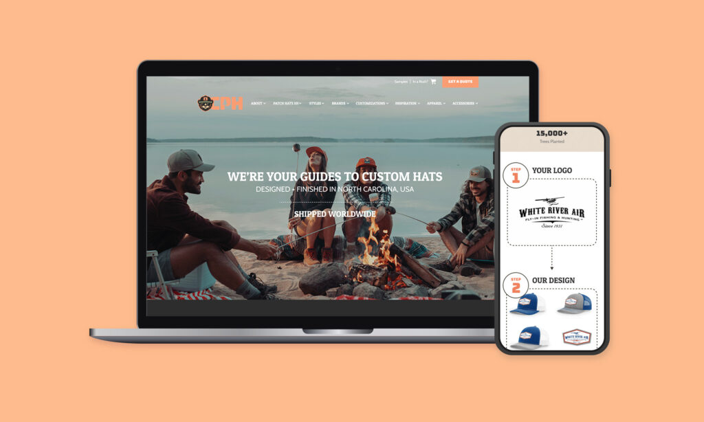 Custom Patch Hats desktop and mobile website design