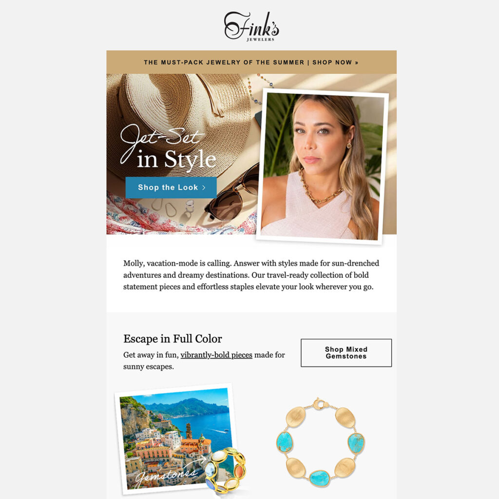 Travel Email Design for Finks