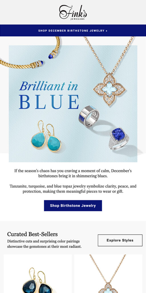 Fink's Jewelers Email Preview: December Birthstones