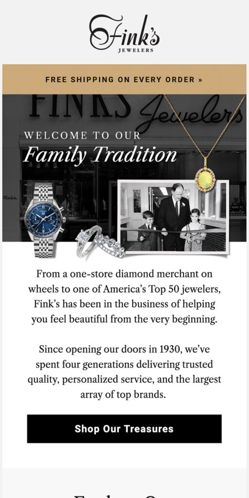 Fink's Jewelers Email Preview: Welcome