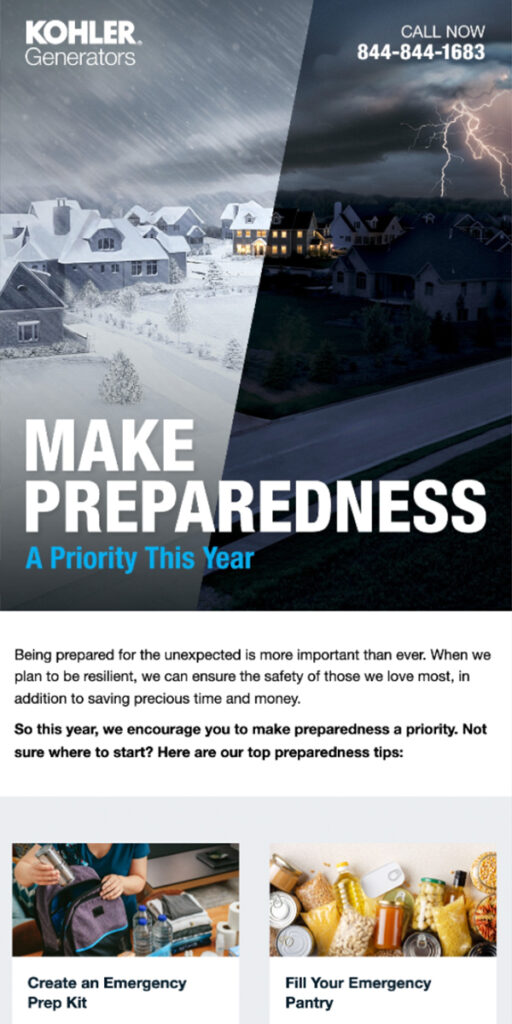 Kohler Power Email Preview: Prioritize Preparedness