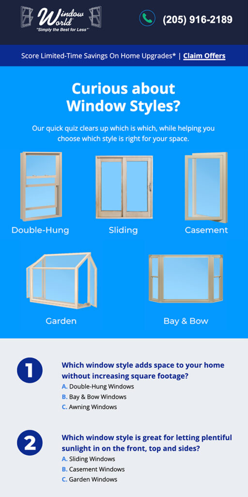 Window World Email Preview: Window Styles