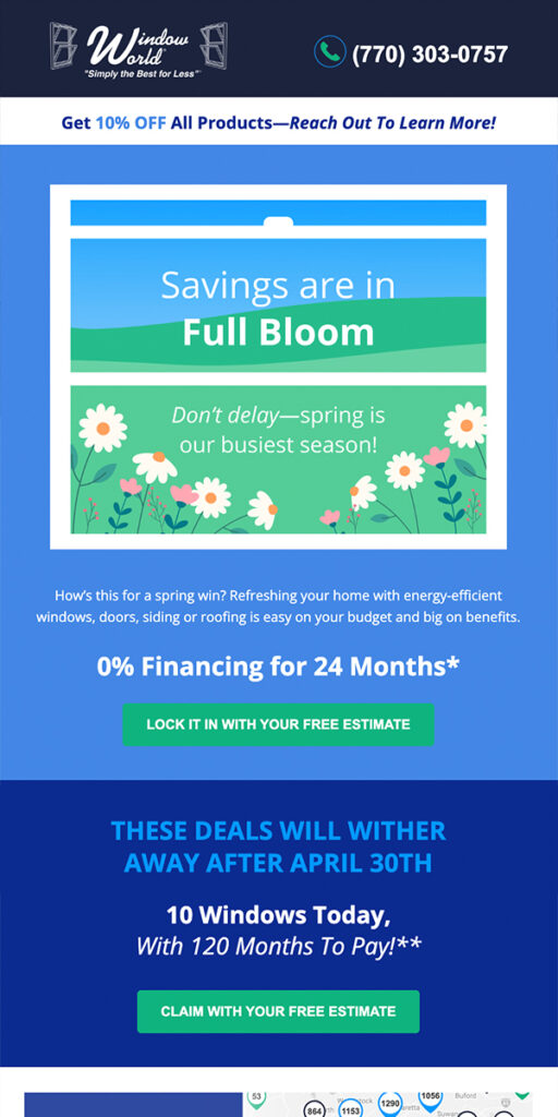 Window World Email Preview: Spring Savings