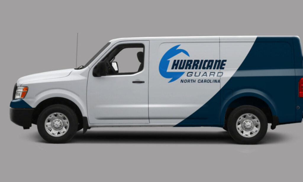 Hurricane Guard brand identity on truck