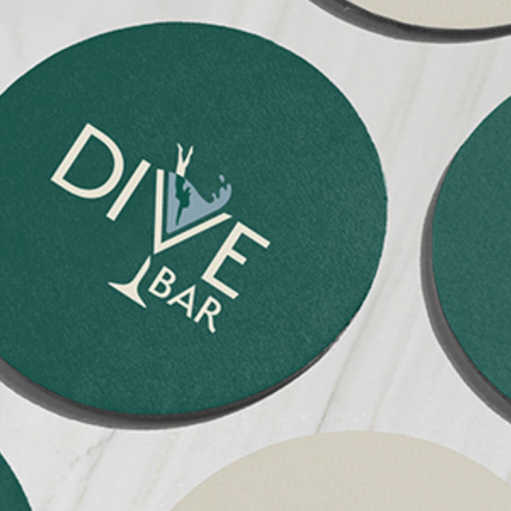 Dive Bar coaster branding