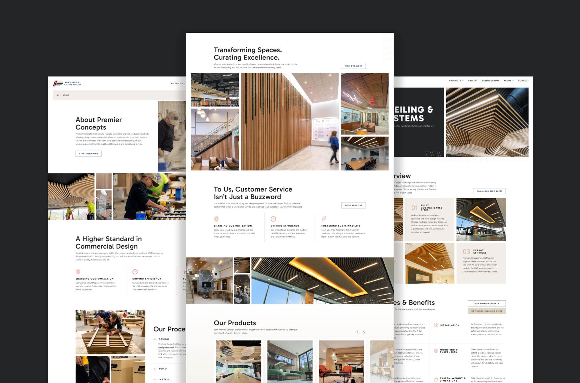 Premier Concepts Website Design Internal Pages